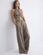 Stradivarius Pantaloni Super Largi Ajustabili Rustic Maro 42