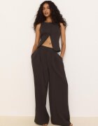 Stradivarius Pantaloni Super Wide Ajustabili Stil Rustic Maro 38