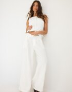 Stradivarius Pantaloni Wide Reglabili Aspect Rustic Ecru 32