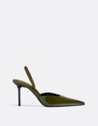 Stradivarius Pantofi Cu Toc Cu Aspect De Lac Khaki 38