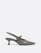 Stradivarius Pantofi Cu Toc Cu Efect De Lac Gri 39
