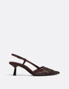 Stradivarius Pantofi Cu Toc Din Plasă Cu Pietricele Maro 37