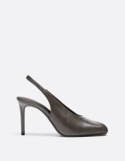 Stradivarius Pantofi Cu Toc Slingback Peep Toe Gri 39