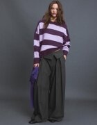 Stradivarius Pulover Basic Din Tricot Fin La Atingere Purpuriu M