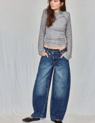 Stradivarius Pulover Cu Guler Înalt Și Nasturi Gri Melanj Xs