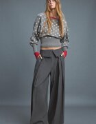 Stradivarius Pulover Din Tricot Asimetric Cu Tiv Rib Gri Marengo Xl