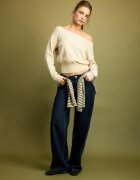 Stradivarius Pulover Din Tricot Asimetric Piatră S