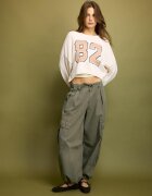 Stradivarius Pulover Din Tricot Cropped Cu Număr Vanilie Xs
