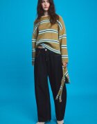 Stradivarius Pulover Din Tricot Cu Eșarfă Verde Măsliniu L