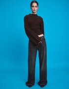 Stradivarius Pulover Din Tricot Cu Fundă La Mâneci Maro Xl