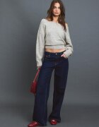 Stradivarius Pulover Din Tricot Cu Guler Bărcuță Gri Melanj L