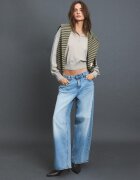 Stradivarius Pulover Din Tricot Cu Guler Polo Piatră Xl