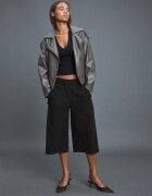 Stradivarius Pulover Din Tricot Cu Guler Polo Și Buzunare Gri Închis Xl