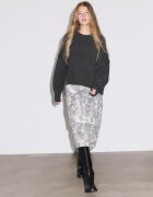 Stradivarius Pulover Din Tricot Cu Guler Rotund Gri Închis S