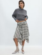 Stradivarius Pulover Din Tricot Cu Mânecă Liliac Și Guler Perkins Gri Marengo Xl