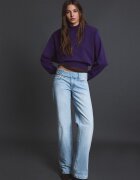 Stradivarius Pulover Din Tricot Cu Pernițe Pentru Umeri Purpuriu S