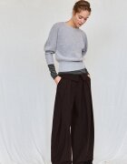 Stradivarius Pulover Din Tricot Foarte Moale Cu Mâneci Bufante Gri Melanj L