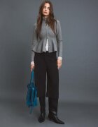 Stradivarius Pulover Din Tricot Peplum Gri Marengo L