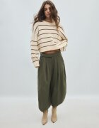 Stradivarius Pulover Scurt Din Tricot Cu Dungi Vanilie Xs