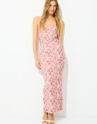 Stradivarius Rochie Midi Cu Bretele Fronseu Și Imprimeu Roz Pastel L