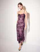 Stradivarius Rochie Midi Cu Bretele Și Textură Flocată Purpuriu Xs