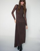 Stradivarius Rochie Midi Din Tul Cu Mânecă Lungă Maro M