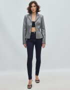 Stradivarius Sacou Cambrat Cu Imitație De Piele Și Peplum Gri Închis Xl