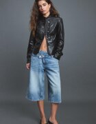 Stradivarius Sacou Cu Nasturi Gravați Imitație De Piele Negru L