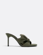 Stradivarius Sandale Cu Toc Și Fundă Khaki 41