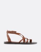 Stradivarius Sandale Joase Cu Barete Legate Din Piele Maro 35