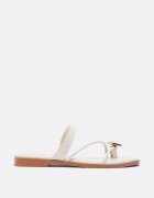 Stradivarius Sandale Plate Cu Detaliu Piatră Crem 39