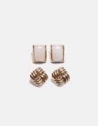 Stradivarius Set 2 Perechi Cercei Stud Auriu Os