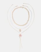 Stradivarius Set 3 Coliere Cu Floare Din Email Auriu Os