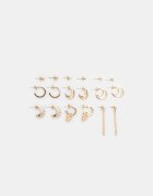 Stradivarius Set 9 Cercei Enamel Cu Lanț Auriu Os