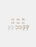 Stradivarius Set 9 Cercei Lună Auriu Os
