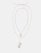 Stradivarius Set De 2 Coliere Duble Cu Pandantiv Pieptene Gri Os