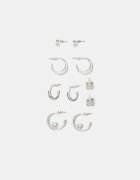 Stradivarius Set De 5 Cercei Multipack Cu Perlă Falsă Gri Os