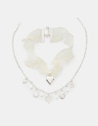 Stradivarius Set De Coliere Duble Cu Charms Gri Os