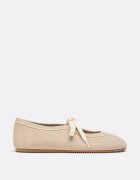 Stradivarius Sneakerine Din Piele Cu Fundă Bej 38