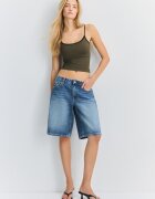 Stradivarius Top Cu Bretele Din Poliamidă Cu Cupe Kaki M
