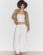 Stradivarius Top Cu Bretele Din Poliamidă Ecru Xl