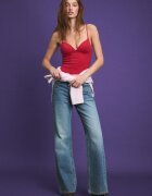 Stradivarius Top Cu Inspirație Corset Roșu Xxs