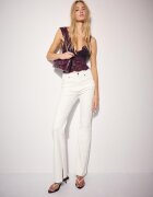 Stradivarius Top Din Dantelă Cu Bretea Lată Purpuriu M