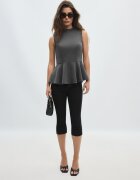 Stradivarius Top Fără Mâneci Cu Peplum Și Guler Înalt Gri Perlat L