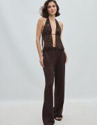 Stradivarius Top Halter Bordat Cu Paiete Maro M