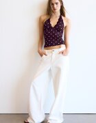 Stradivarius Top Halter Cu Dantelă Mov L