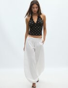 Stradivarius Top Halter Din Dantelă Gri Deschis S