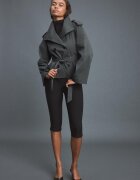 Stradivarius Trenci Cu Guler Înalt Și Cordon Gri Marengo L