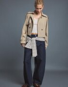 Stradivarius Trenci Fluid Scurt Elegant Kaki M