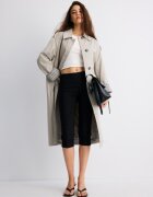 Stradivarius Trenci Lung Cu Căptușeală În Carouri Bej M